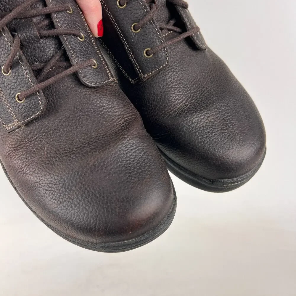 LLbean loafers shoes mens size 10.5 brown pebbled leather lace up office minimal